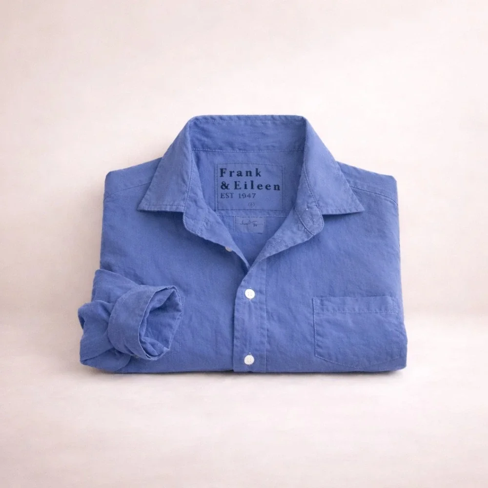 Frank & Eileen Eileen Organic Cotton Italian Fabric Button Up Shirt M Periwinkle - Picture 2 of 8